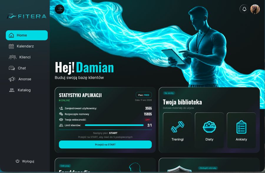 Panel FitEra - ekran główny trenera